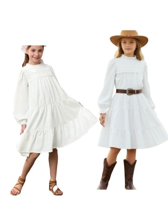 Other - Girls Long Sleeve Midi Tiered Flowy Dress Size 8 9y